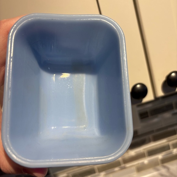 Vintage Pyrex Delphite Blue Fridge Primary Red Fridgie - Picture 4 of 16